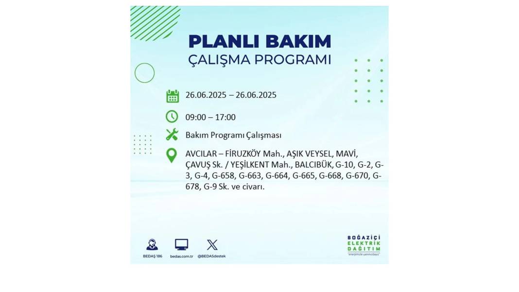 BÜYÜK ELEKTRİK KESİNTİSİ YAŞANACAK: BEDAŞ 26 Haziran Perşembe günü için o ilçeleri uyardı! 59