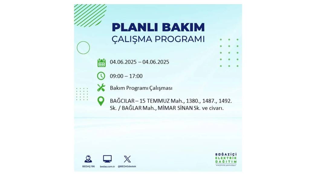 SAATLERCE ELEKTRİK OLMAYACAK: BEDAŞ 4 Haziran Çarşamba elektrik kesintisi yaşayacak ilçeleri sıraladı! 48