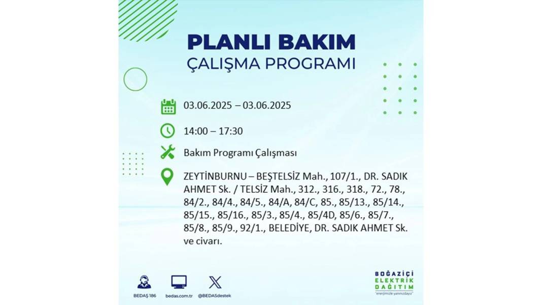 BÜYÜK ELEKTRİK KESİNTİSİ YAŞANACAK: BEDAŞ 3 Haziran elektrik kesintisi yaşayacak ilçeleri uyardı. Elektrikler ne zaman gelecek? 24