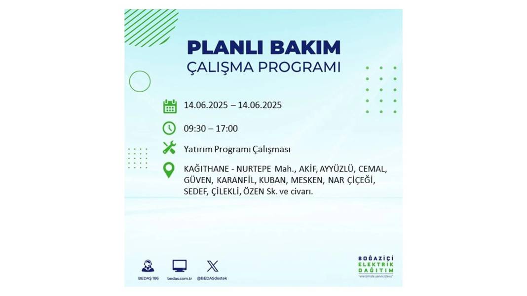 O İLÇELERDE ELEKTRİK OLMAYACAK: BEDAŞ 14 Haziran Cumartesi günü elektrik kesintisi yaşayacak ilçeleri duyurdu! 17