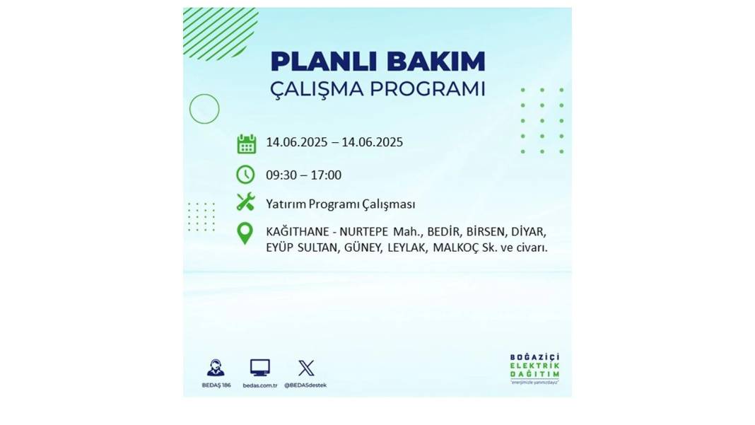 O İLÇELERDE ELEKTRİK OLMAYACAK: BEDAŞ 14 Haziran Cumartesi günü elektrik kesintisi yaşayacak ilçeleri duyurdu! 18