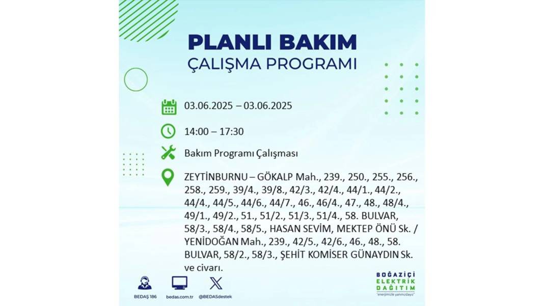BÜYÜK ELEKTRİK KESİNTİSİ YAŞANACAK: BEDAŞ 3 Haziran elektrik kesintisi yaşayacak ilçeleri uyardı. Elektrikler ne zaman gelecek? 23