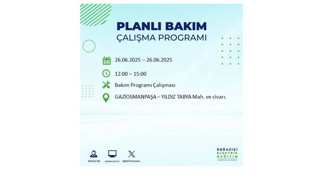 BÜYÜK ELEKTRİK KESİNTİSİ YAŞANACAK: BEDAŞ 26 Haziran Perşembe günü için o ilçeleri uyardı! 21