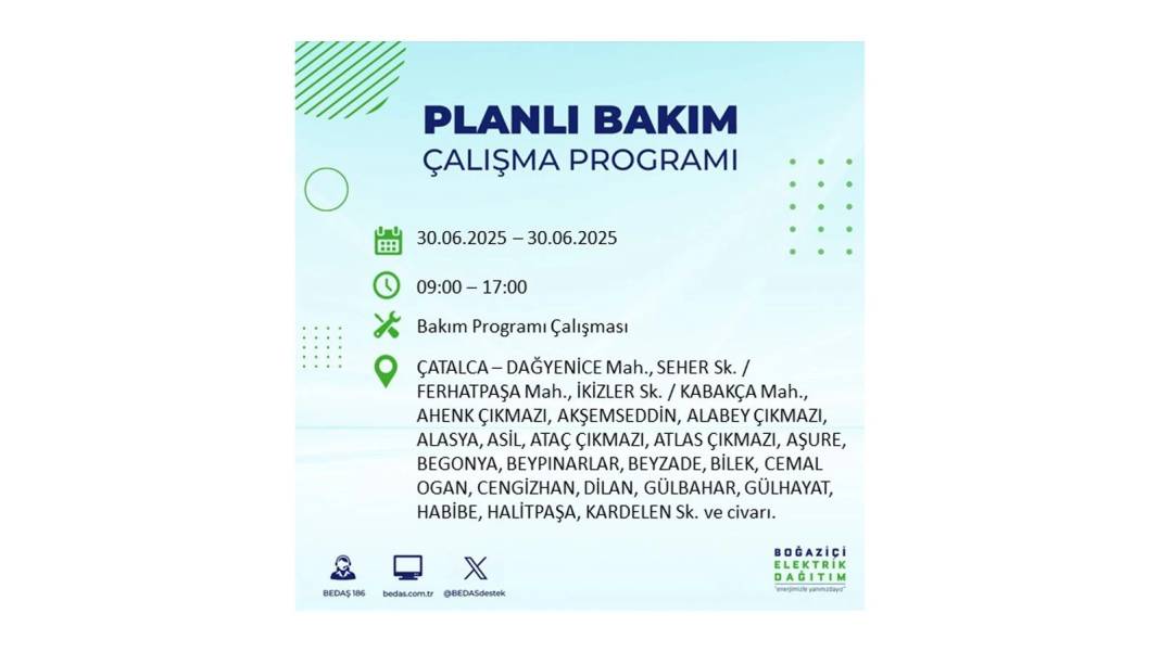BÜYÜK KESİNTİ YAŞANACAK: BEDAŞ 30 Haziran Pazartesi elektrik kesintisi yaşayacak ilçeleri sıraladı. Elektrikler ne zaman gelecek 37