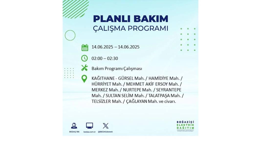 O İLÇELERDE ELEKTRİK OLMAYACAK: BEDAŞ 14 Haziran Cumartesi günü elektrik kesintisi yaşayacak ilçeleri duyurdu! 16