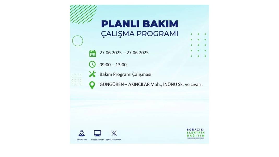 SAATLERCE ELEKTRİK OLMAYACAK: BEDAŞ 27 Haziran Cuma elektrik kesintisi yaşayacak ilçeleri sıraladı! 16