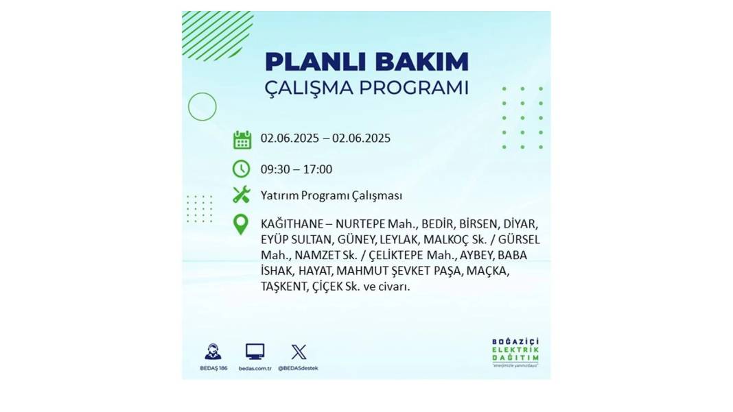 BÜYÜK KESİNTİ YAŞANACAK: BEDAŞ 2 Haziran Pazartesi günü elektrik kesintisi yaşayacak ilçeleri sıraladı 21