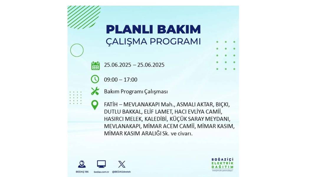 KARANLIĞA GÖMÜLECEKLER: BEDAŞ 25 Haziran Çarşamba elektrik kesintisi yaşayacak ilçeleri sıraladı. Elektrikler ne zaman gelecek? 22