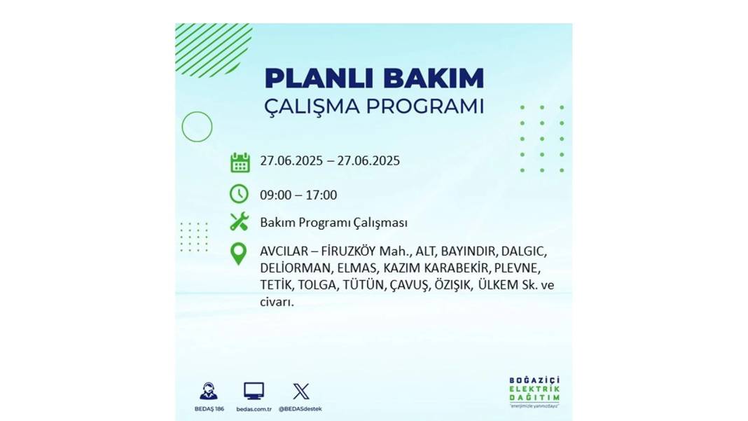 SAATLERCE ELEKTRİK OLMAYACAK: BEDAŞ 27 Haziran Cuma elektrik kesintisi yaşayacak ilçeleri sıraladı! 12