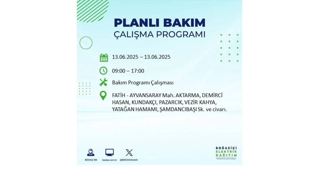 ELEKTRİKLER SAATLERCE OLMAYACAK: BEDAŞ 13 Haziran Cuma elektrik kesintisi yaşayacak ilçeleri sıraladı! 26