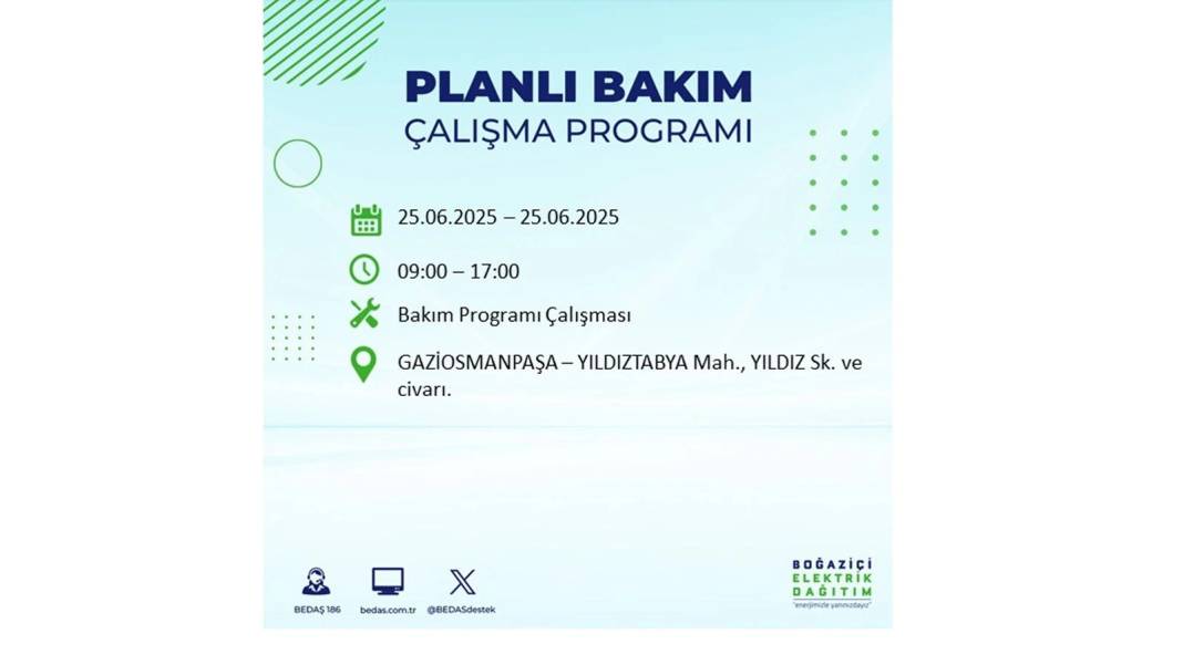 KARANLIĞA GÖMÜLECEKLER: BEDAŞ 25 Haziran Çarşamba elektrik kesintisi yaşayacak ilçeleri sıraladı. Elektrikler ne zaman gelecek? 24