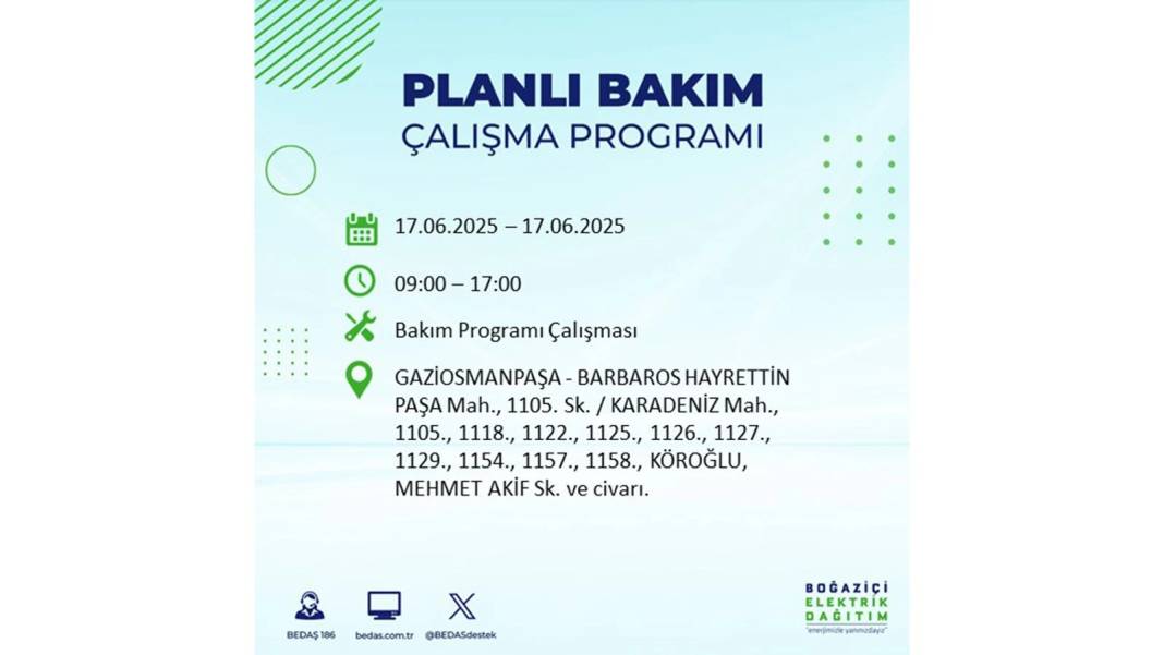 SAATLERCE ELEKTRİK OLMAYACAK: BEDAŞ 17 Haziran Salı elektrik kesintisi yaşayacak ilçeleri sıraladı! 49