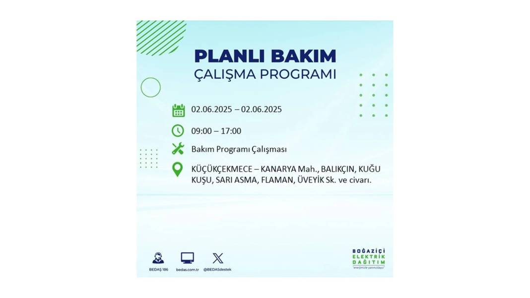 BÜYÜK KESİNTİ YAŞANACAK: BEDAŞ 2 Haziran Pazartesi günü elektrik kesintisi yaşayacak ilçeleri sıraladı 22