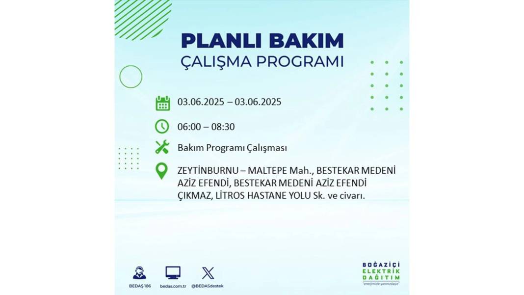 BÜYÜK ELEKTRİK KESİNTİSİ YAŞANACAK: BEDAŞ 3 Haziran elektrik kesintisi yaşayacak ilçeleri uyardı. Elektrikler ne zaman gelecek? 21