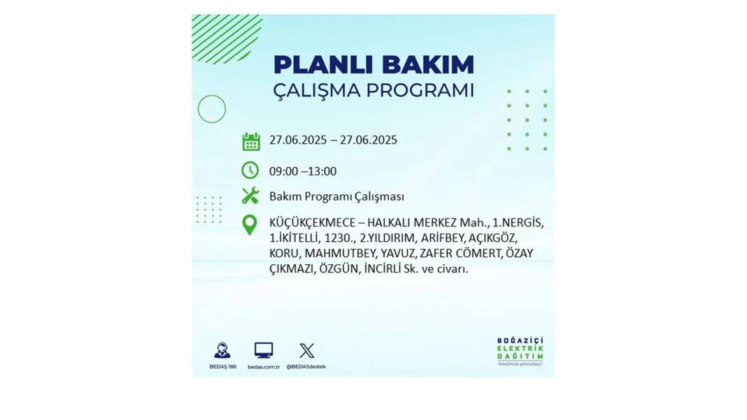 SAATLERCE ELEKTRİK OLMAYACAK: BEDAŞ 27 Haziran Cuma elektrik kesintisi yaşayacak ilçeleri sıraladı! 10