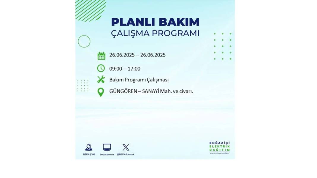 BÜYÜK ELEKTRİK KESİNTİSİ YAŞANACAK: BEDAŞ 26 Haziran Perşembe günü için o ilçeleri uyardı! 17