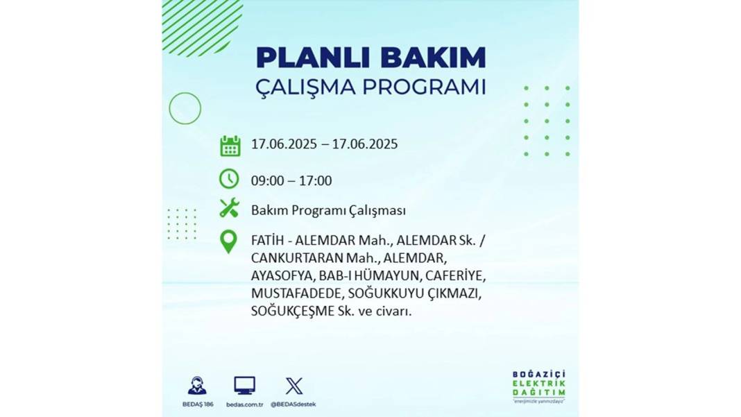 SAATLERCE ELEKTRİK OLMAYACAK: BEDAŞ 17 Haziran Salı elektrik kesintisi yaşayacak ilçeleri sıraladı! 46