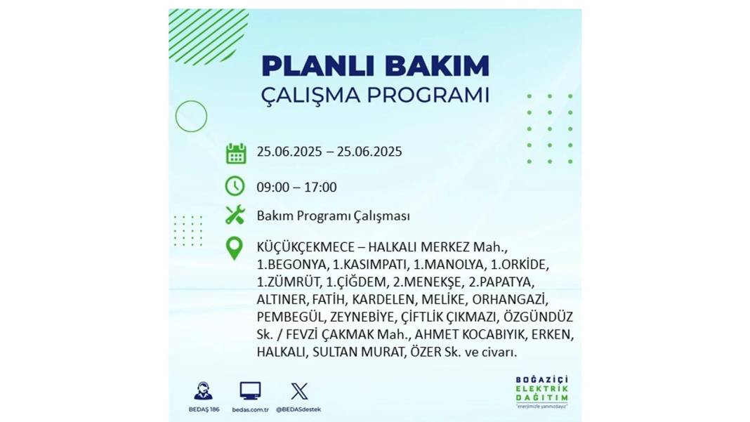 KARANLIĞA GÖMÜLECEKLER: BEDAŞ 25 Haziran Çarşamba elektrik kesintisi yaşayacak ilçeleri sıraladı. Elektrikler ne zaman gelecek? 17