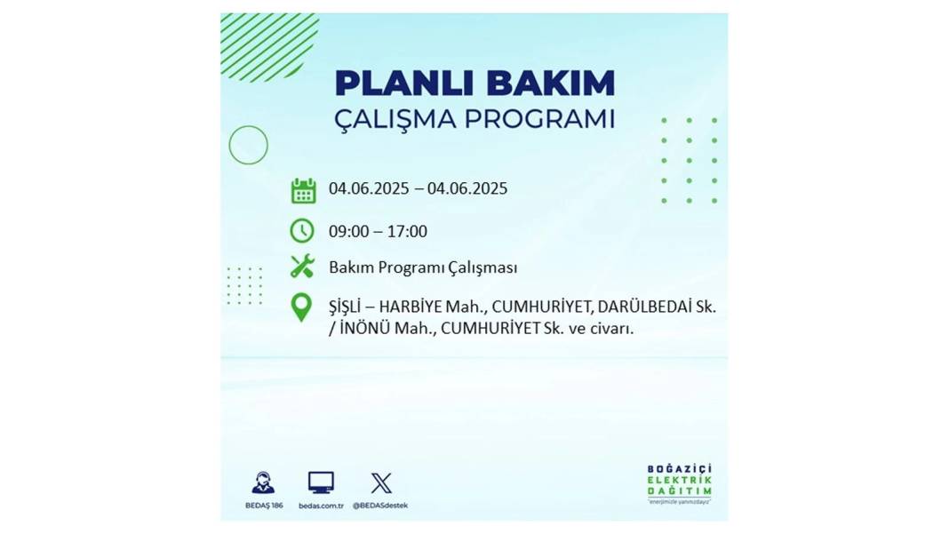 SAATLERCE ELEKTRİK OLMAYACAK: BEDAŞ 4 Haziran Çarşamba elektrik kesintisi yaşayacak ilçeleri sıraladı! 4