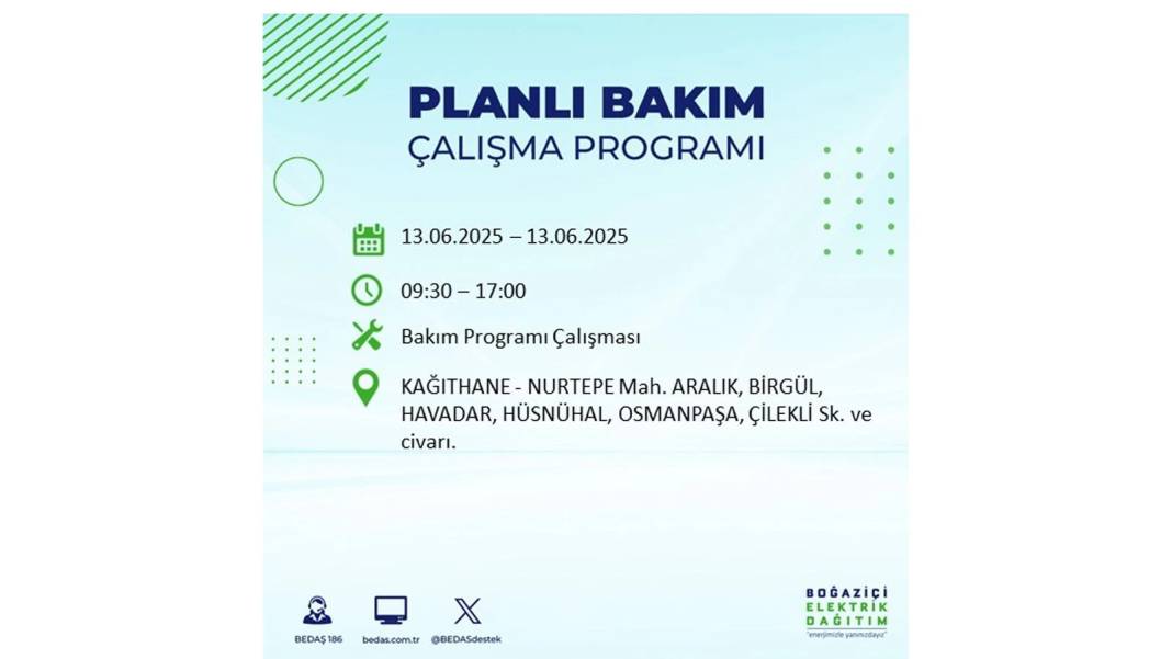 ELEKTRİKLER SAATLERCE OLMAYACAK: BEDAŞ 13 Haziran Cuma elektrik kesintisi yaşayacak ilçeleri sıraladı! 19