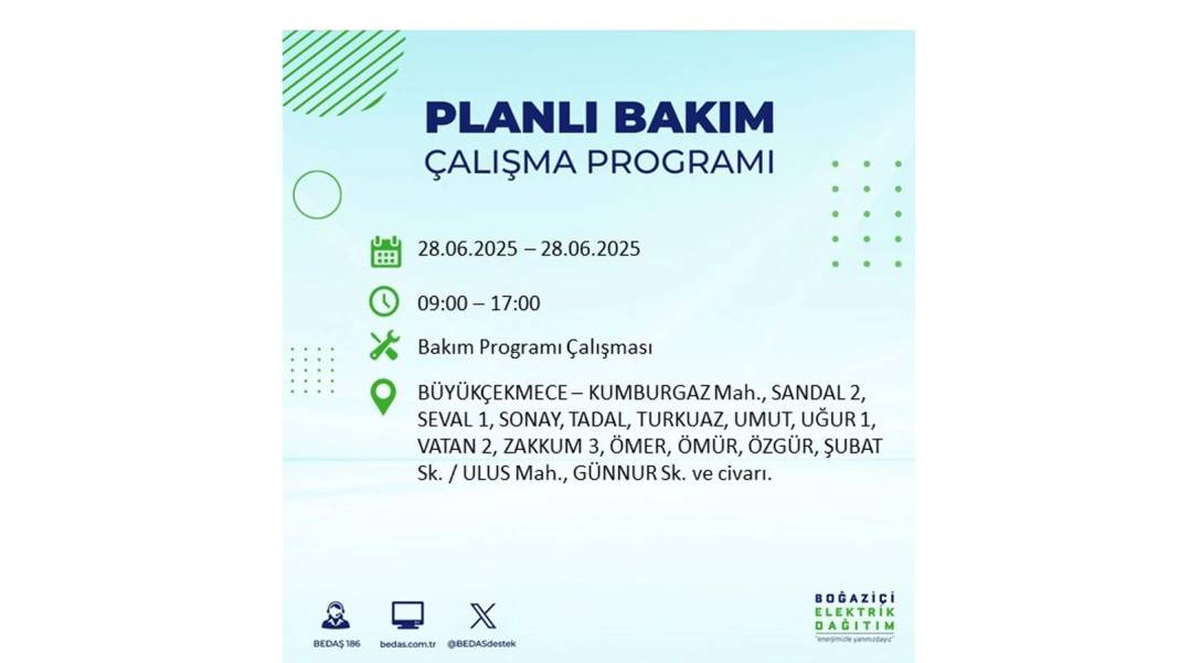 O İLÇELER KARANLIĞA GÖMÜLECEK: BEDAŞ 28 Haziran Cumartesi elektrik kesintisi yaşayacak ilçeleri sıraladı! 19
