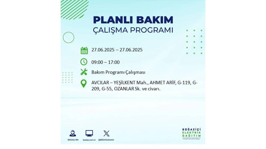 SAATLERCE ELEKTRİK OLMAYACAK: BEDAŞ 27 Haziran Cuma elektrik kesintisi yaşayacak ilçeleri sıraladı! 55