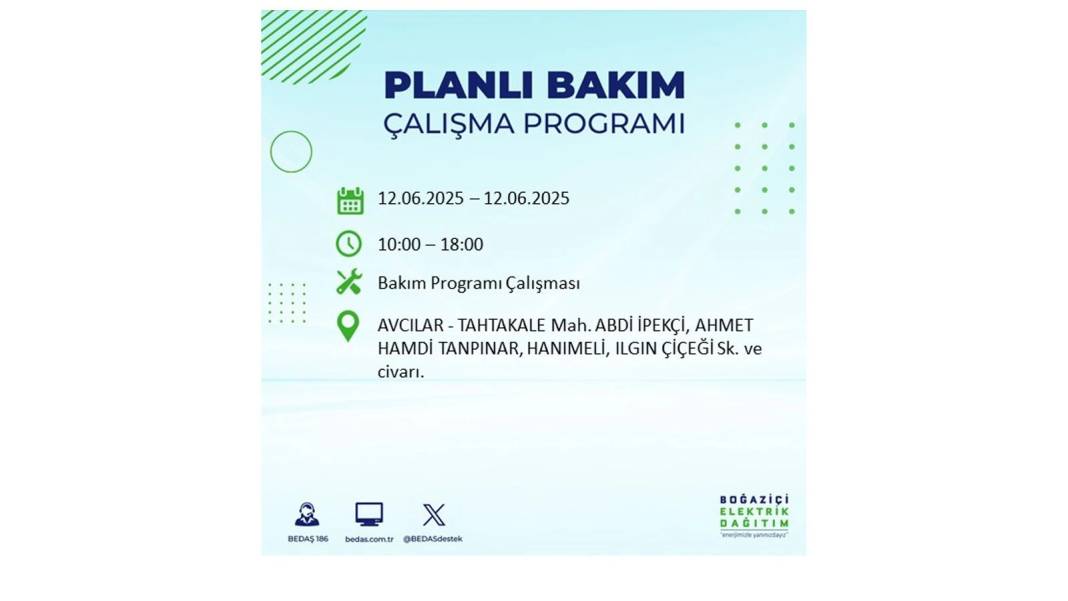BÜYÜK KESİNTİ YAŞANACAK: BEDAŞ 12 Haziran Perşembe elektrik kesintisi yaşayacak ilçeleri sıraladı. Elektrikler ne zaman gelecek? 66