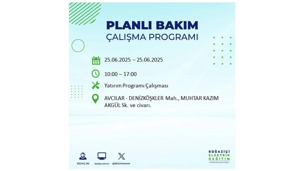 KARANLIĞA GÖMÜLECEKLER: BEDAŞ 25 Haziran Çarşamba elektrik kesintisi yaşayacak ilçeleri sıraladı. Elektrikler ne zaman gelecek? 64