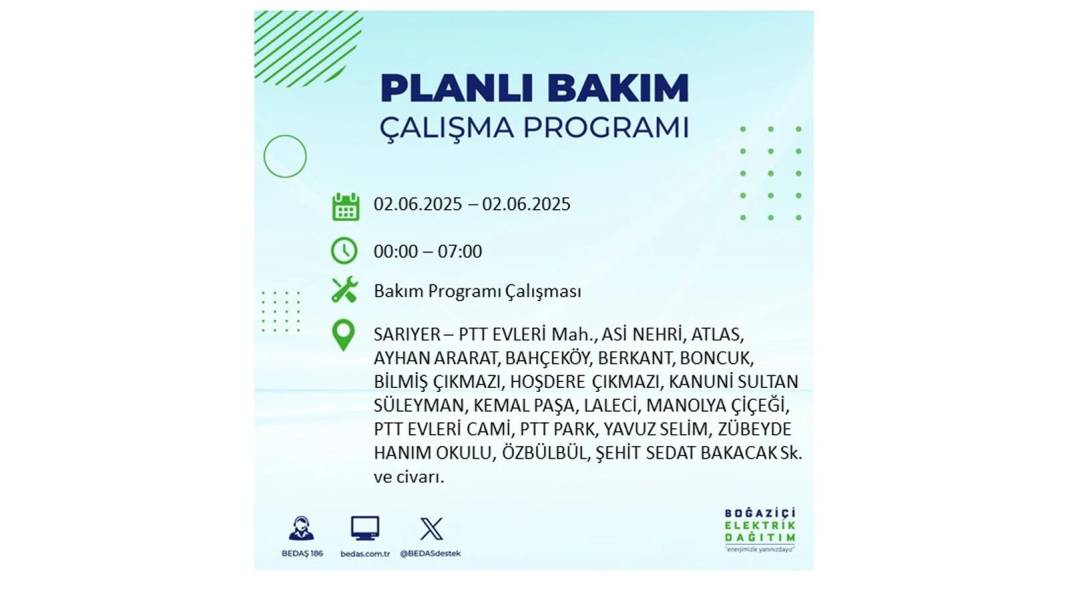 BÜYÜK KESİNTİ YAŞANACAK: BEDAŞ 2 Haziran Pazartesi günü elektrik kesintisi yaşayacak ilçeleri sıraladı 14