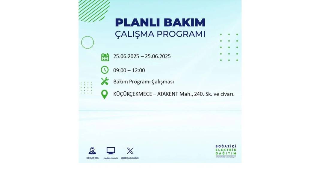 KARANLIĞA GÖMÜLECEKLER: BEDAŞ 25 Haziran Çarşamba elektrik kesintisi yaşayacak ilçeleri sıraladı. Elektrikler ne zaman gelecek? 16