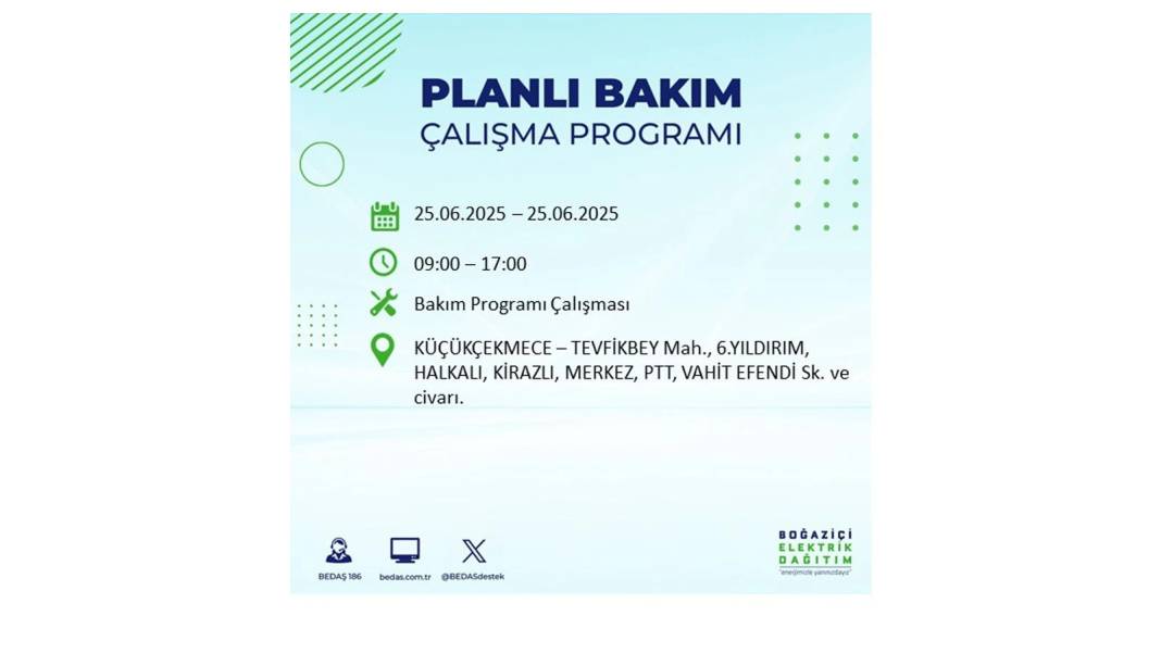 KARANLIĞA GÖMÜLECEKLER: BEDAŞ 25 Haziran Çarşamba elektrik kesintisi yaşayacak ilçeleri sıraladı. Elektrikler ne zaman gelecek? 10