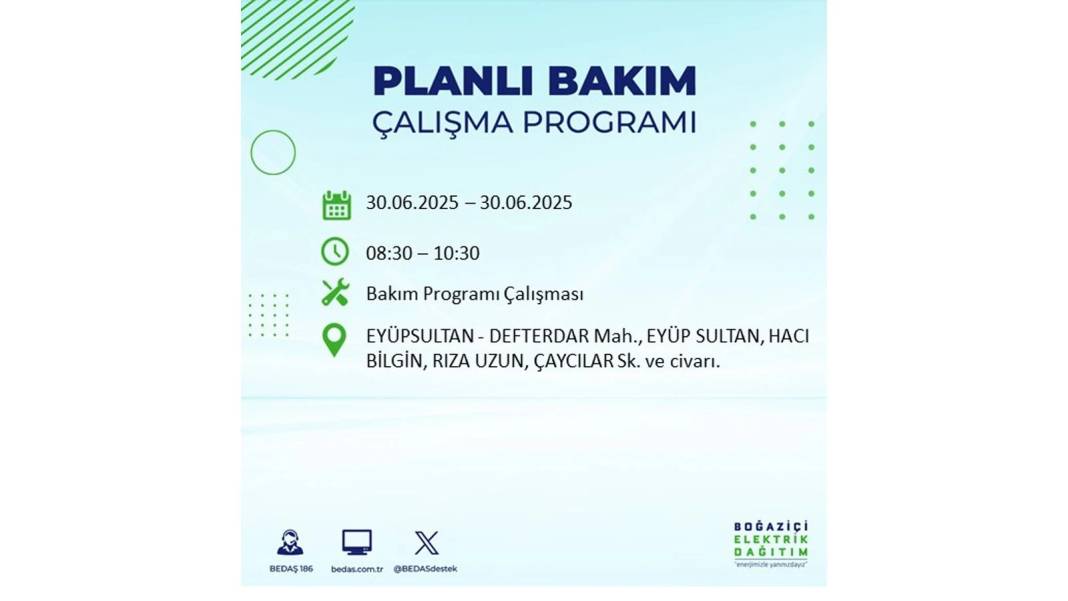 BÜYÜK KESİNTİ YAŞANACAK: BEDAŞ 30 Haziran Pazartesi elektrik kesintisi yaşayacak ilçeleri sıraladı. Elektrikler ne zaman gelecek 27