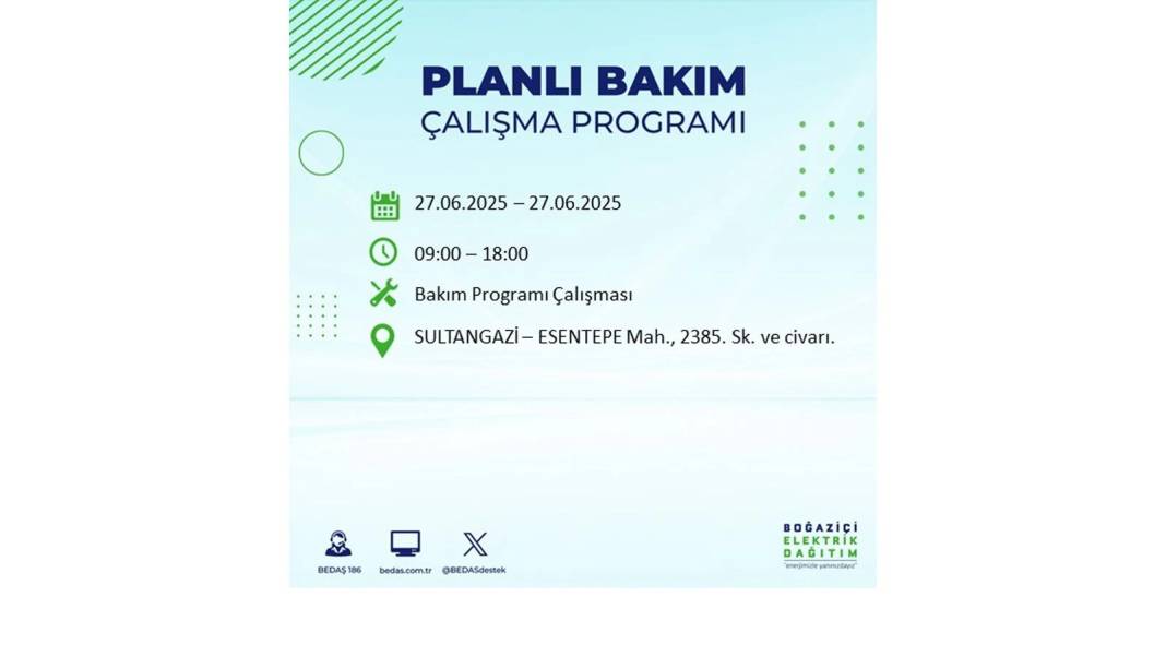 SAATLERCE ELEKTRİK OLMAYACAK: BEDAŞ 27 Haziran Cuma elektrik kesintisi yaşayacak ilçeleri sıraladı! 4