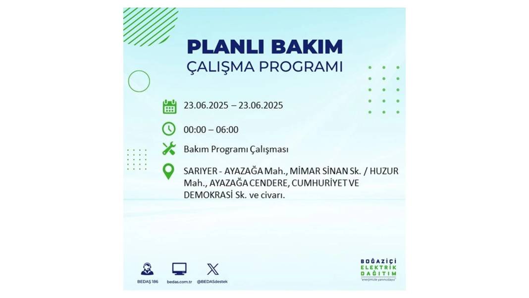 KARANLIĞA HAPSOLACAKLAR: 23 Haziran Pazartesi İstanbul elektrik kesintisi. BEDAŞ o ilçeleri uyardı! 11