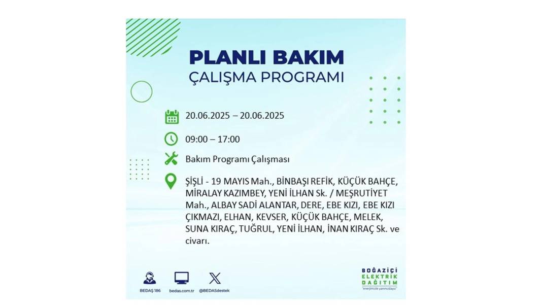 BÜYÜK KESİNTİ YAŞANACAK: BEDAŞ 20 Haziran Cuma elektrik kesintisi yaşayacak ilçeleri sıraladı. Elektrikler ne zaman gelecek? 2