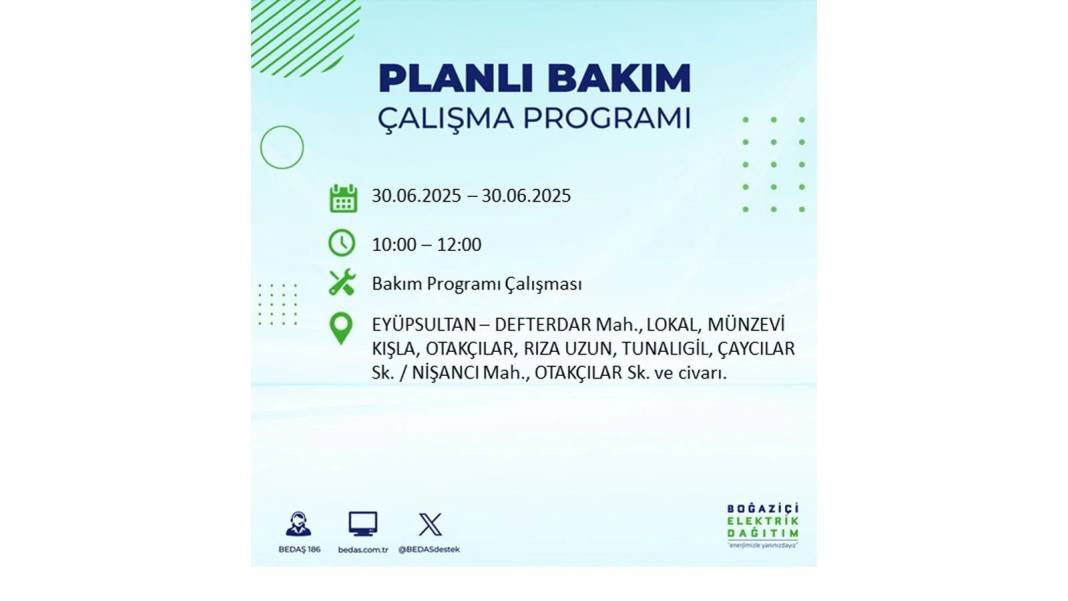 BÜYÜK KESİNTİ YAŞANACAK: BEDAŞ 30 Haziran Pazartesi elektrik kesintisi yaşayacak ilçeleri sıraladı. Elektrikler ne zaman gelecek 25