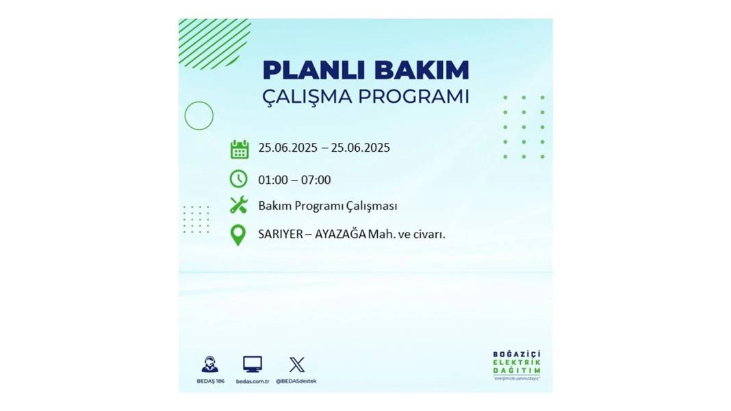 KARANLIĞA GÖMÜLECEKLER: BEDAŞ 25 Haziran Çarşamba elektrik kesintisi yaşayacak ilçeleri sıraladı. Elektrikler ne zaman gelecek? 13