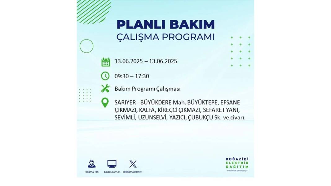 ELEKTRİKLER SAATLERCE OLMAYACAK: BEDAŞ 13 Haziran Cuma elektrik kesintisi yaşayacak ilçeleri sıraladı! 13