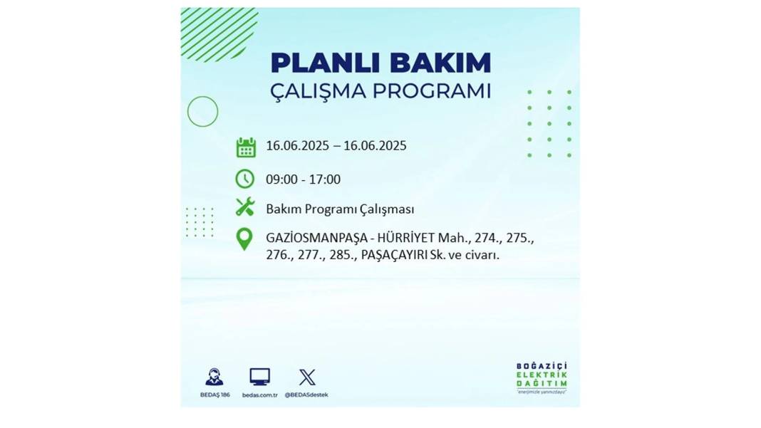 SAATLERCE ELEKTRİK OLMAYACAK: BEDAŞ 16 Haziran Pazartesi elektrik kesintisi yaşayacak ilçeleri sıraladı! 34