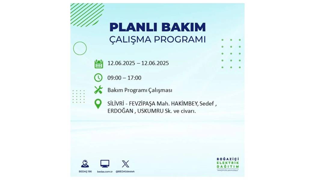 BÜYÜK KESİNTİ YAŞANACAK: BEDAŞ 12 Haziran Perşembe elektrik kesintisi yaşayacak ilçeleri sıraladı. Elektrikler ne zaman gelecek? 8