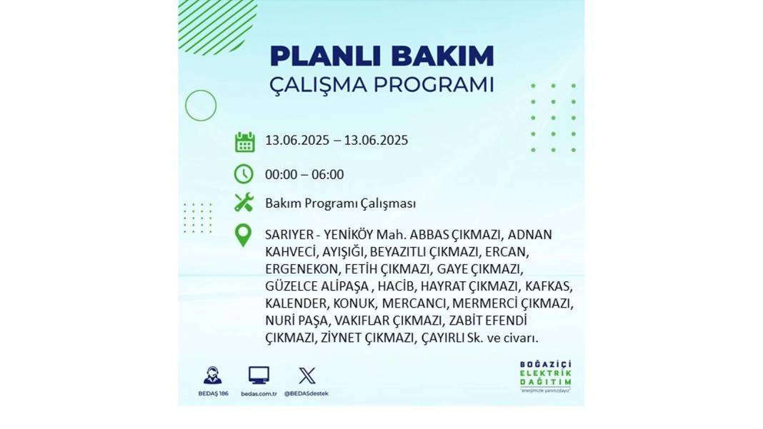 ELEKTRİKLER SAATLERCE OLMAYACAK: BEDAŞ 13 Haziran Cuma elektrik kesintisi yaşayacak ilçeleri sıraladı! 9