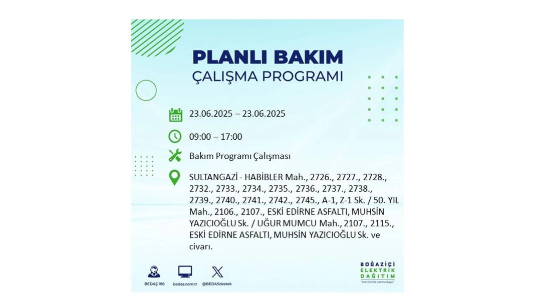 KARANLIĞA HAPSOLACAKLAR: 23 Haziran Pazartesi İstanbul elektrik kesintisi. BEDAŞ o ilçeleri uyardı! 9