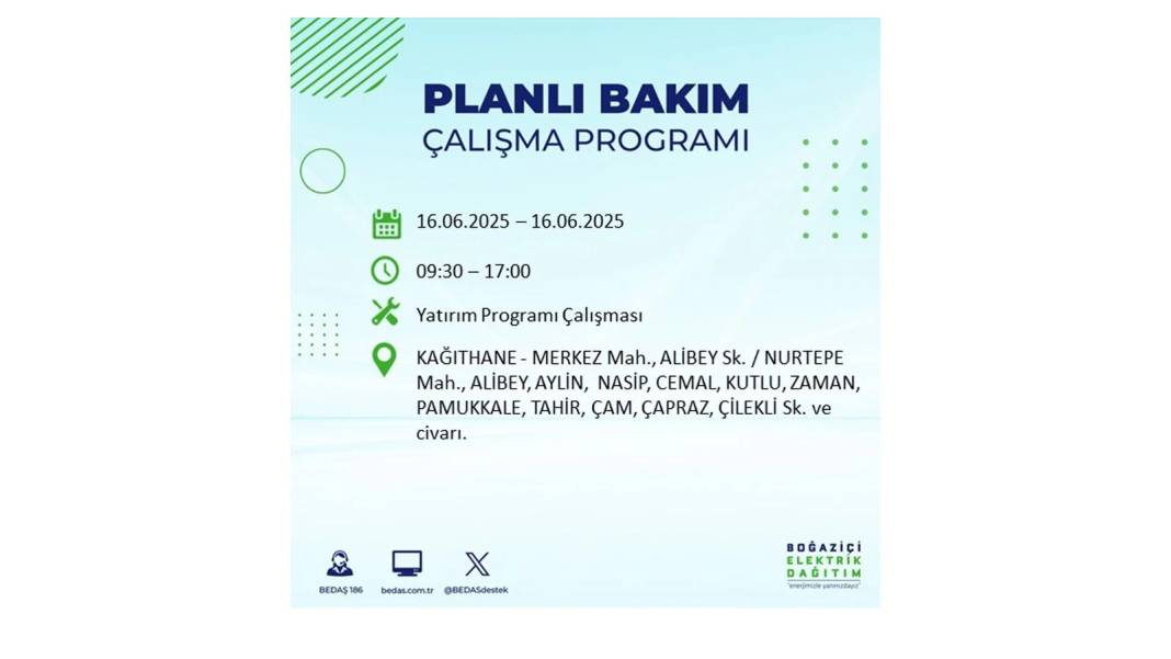 SAATLERCE ELEKTRİK OLMAYACAK: BEDAŞ 16 Haziran Pazartesi elektrik kesintisi yaşayacak ilçeleri sıraladı! 29