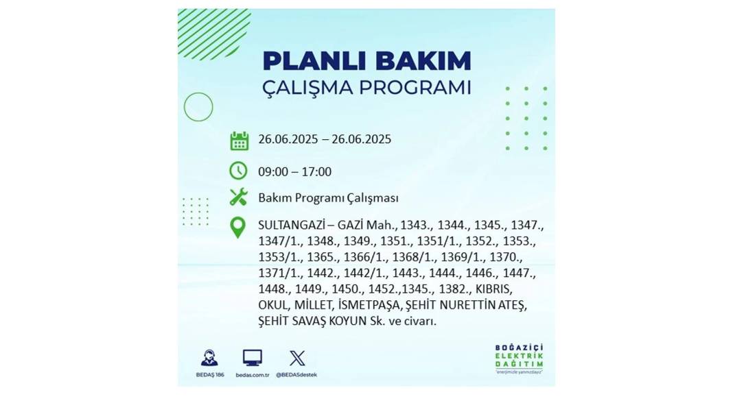 BÜYÜK ELEKTRİK KESİNTİSİ YAŞANACAK: BEDAŞ 26 Haziran Perşembe günü için o ilçeleri uyardı! 2