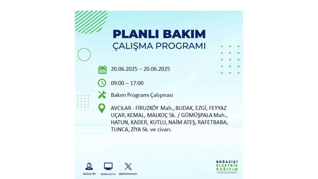 BÜYÜK KESİNTİ YAŞANACAK: BEDAŞ 20 Haziran Cuma elektrik kesintisi yaşayacak ilçeleri sıraladı. Elektrikler ne zaman gelecek? 50