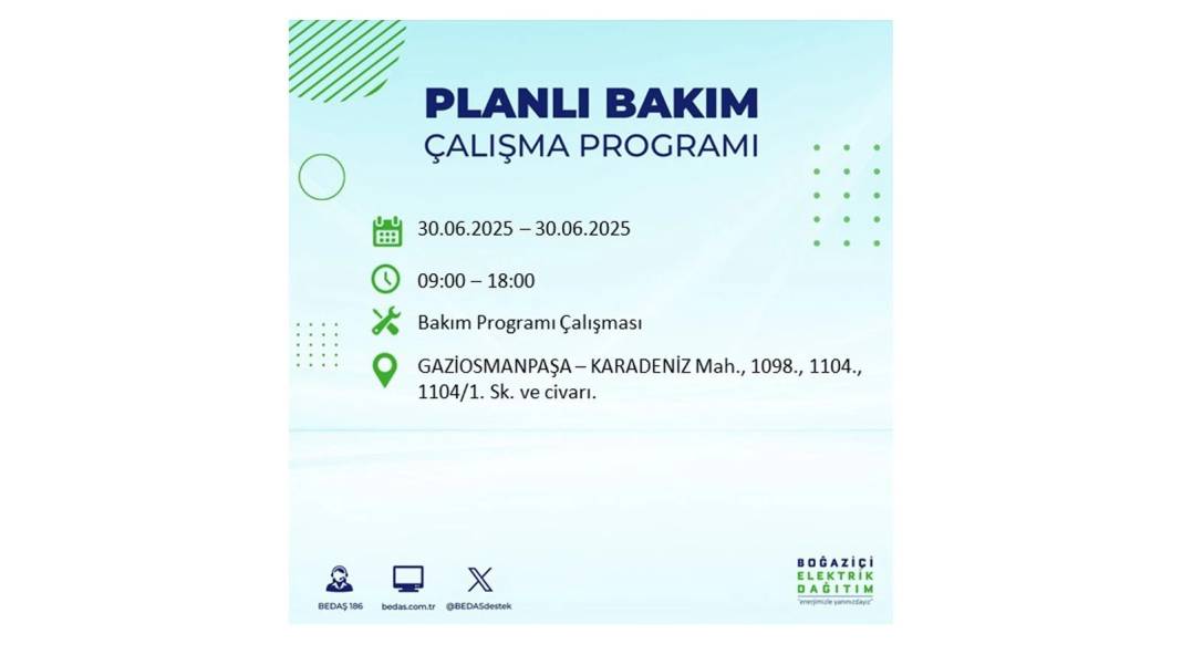 BÜYÜK KESİNTİ YAŞANACAK: BEDAŞ 30 Haziran Pazartesi elektrik kesintisi yaşayacak ilçeleri sıraladı. Elektrikler ne zaman gelecek 18