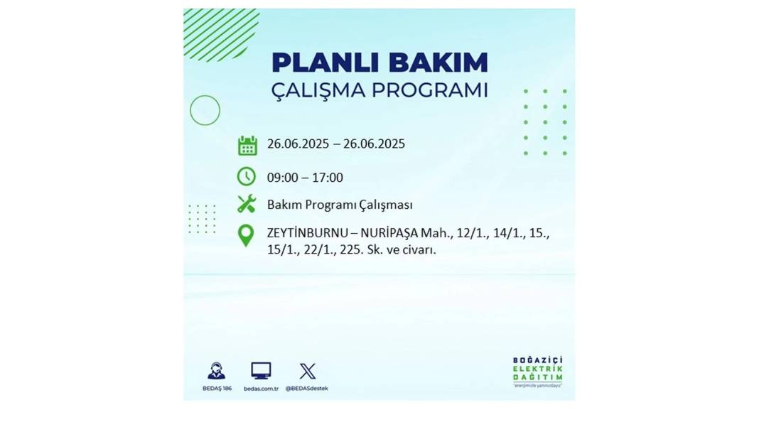BÜYÜK ELEKTRİK KESİNTİSİ YAŞANACAK: BEDAŞ 26 Haziran Perşembe günü için o ilçeleri uyardı! 1