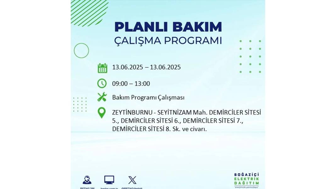 ELEKTRİKLER SAATLERCE OLMAYACAK: BEDAŞ 13 Haziran Cuma elektrik kesintisi yaşayacak ilçeleri sıraladı! 3
