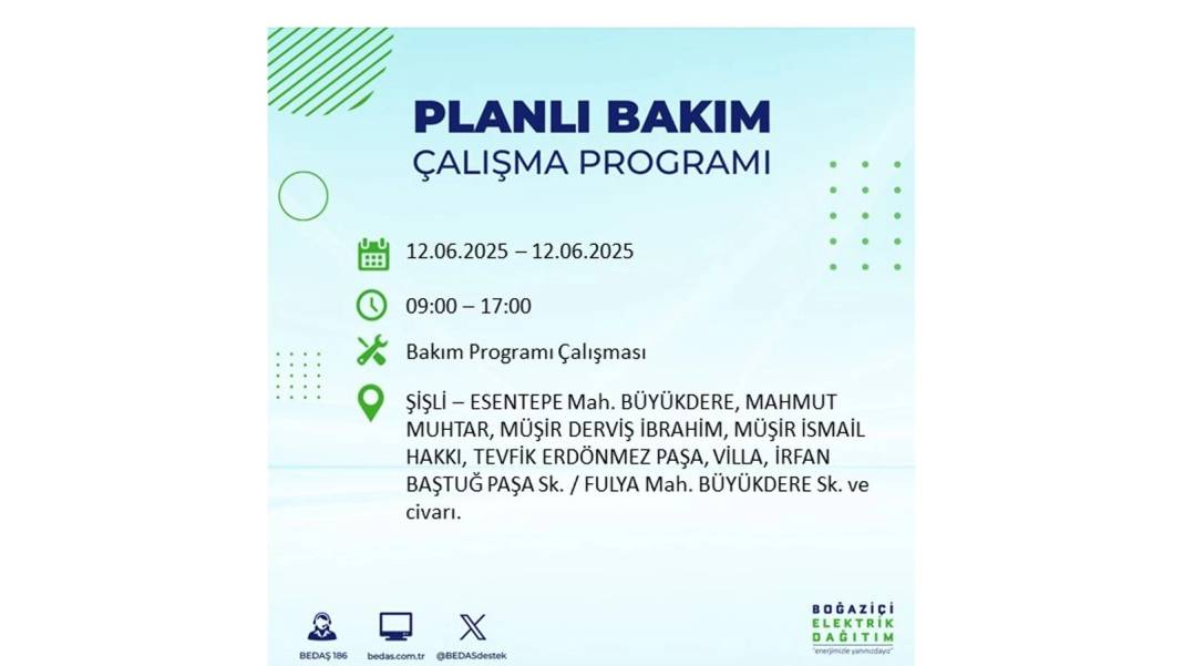 BÜYÜK KESİNTİ YAŞANACAK: BEDAŞ 12 Haziran Perşembe elektrik kesintisi yaşayacak ilçeleri sıraladı. Elektrikler ne zaman gelecek? 3
