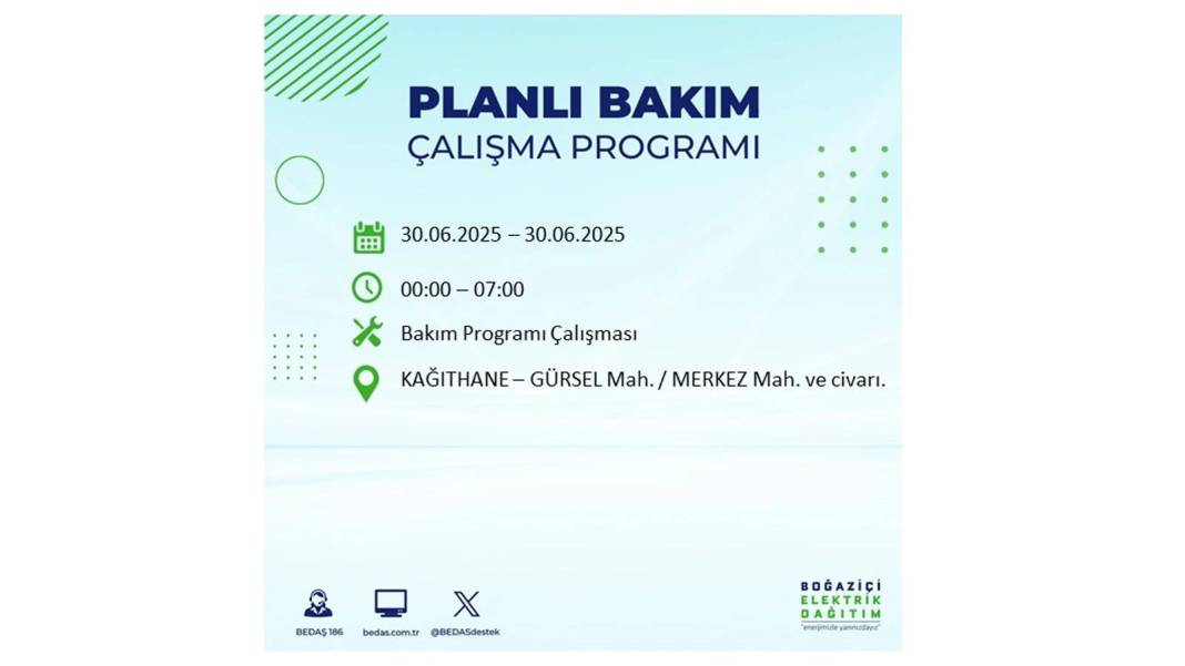 BÜYÜK KESİNTİ YAŞANACAK: BEDAŞ 30 Haziran Pazartesi elektrik kesintisi yaşayacak ilçeleri sıraladı. Elektrikler ne zaman gelecek 14